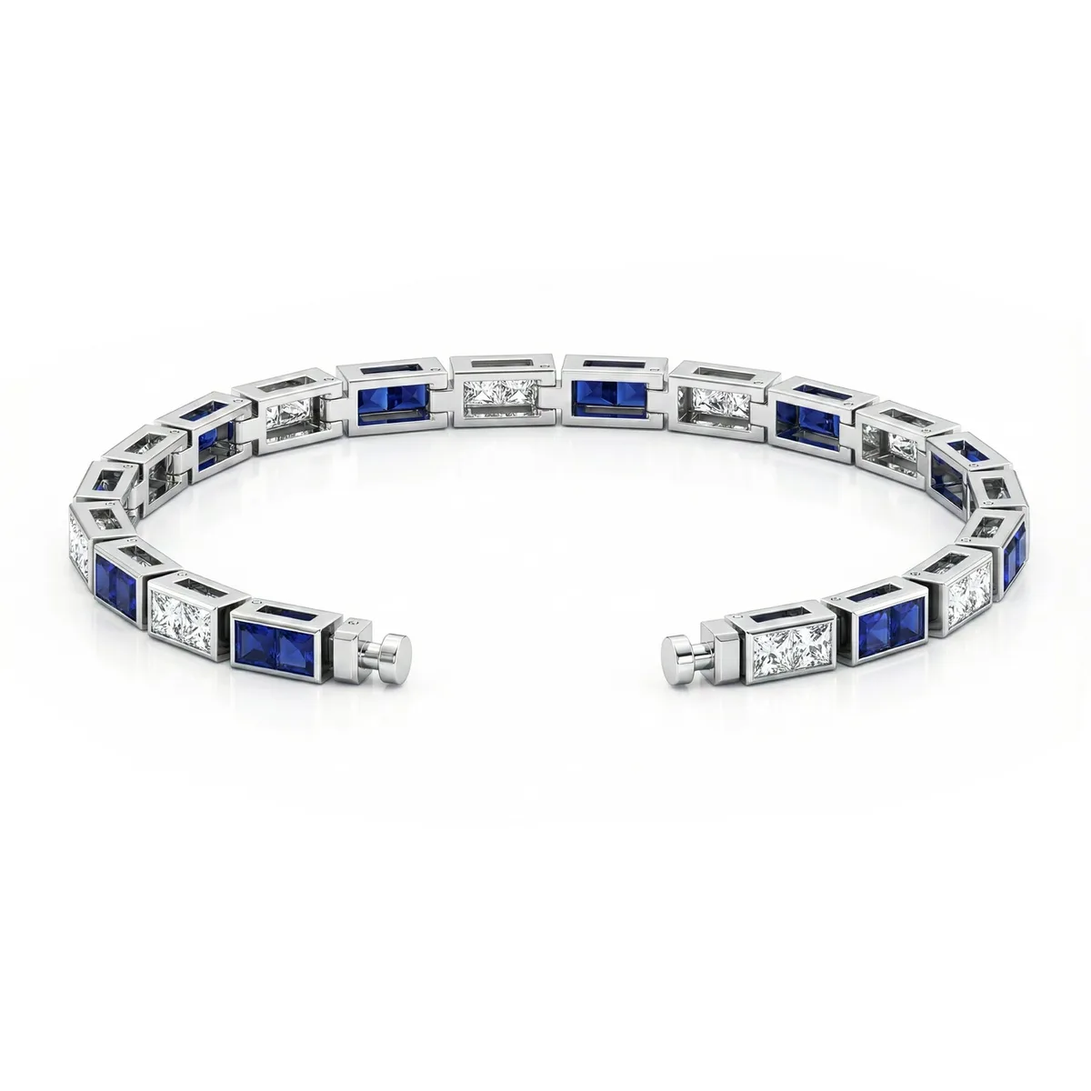 Regalia Platinum PT950 Square Blue Sapphire & Diamond Eternity Bracelet – Viktor Alexander