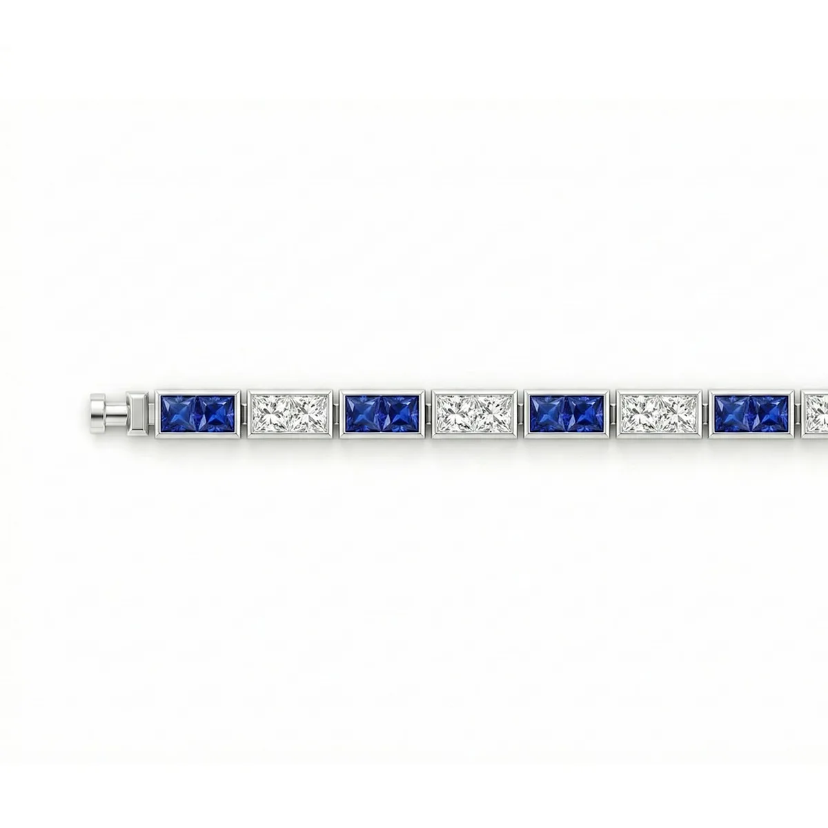Regalia Platinum PT950 Square Blue Sapphire & Diamond Eternity Bracelet, view 3 – Viktor Alexander