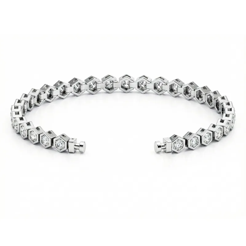 Regalia Platinum PT950 Hexagon Pave Diamond Eternity Bracelet