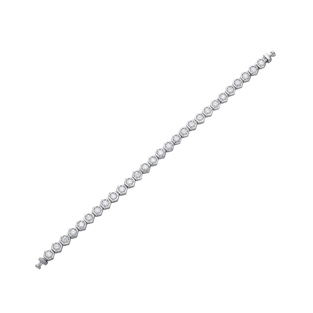 Regalia Platinum PT950 Hexagon Pave Diamond Eternity Bracelet, view 2 – Viktor Alexander