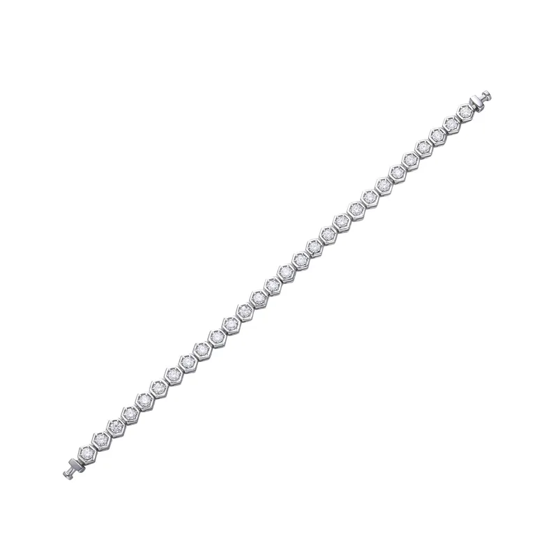 Regalia Platinum PT950 Hexagon Pave Diamond Eternity Bracelet