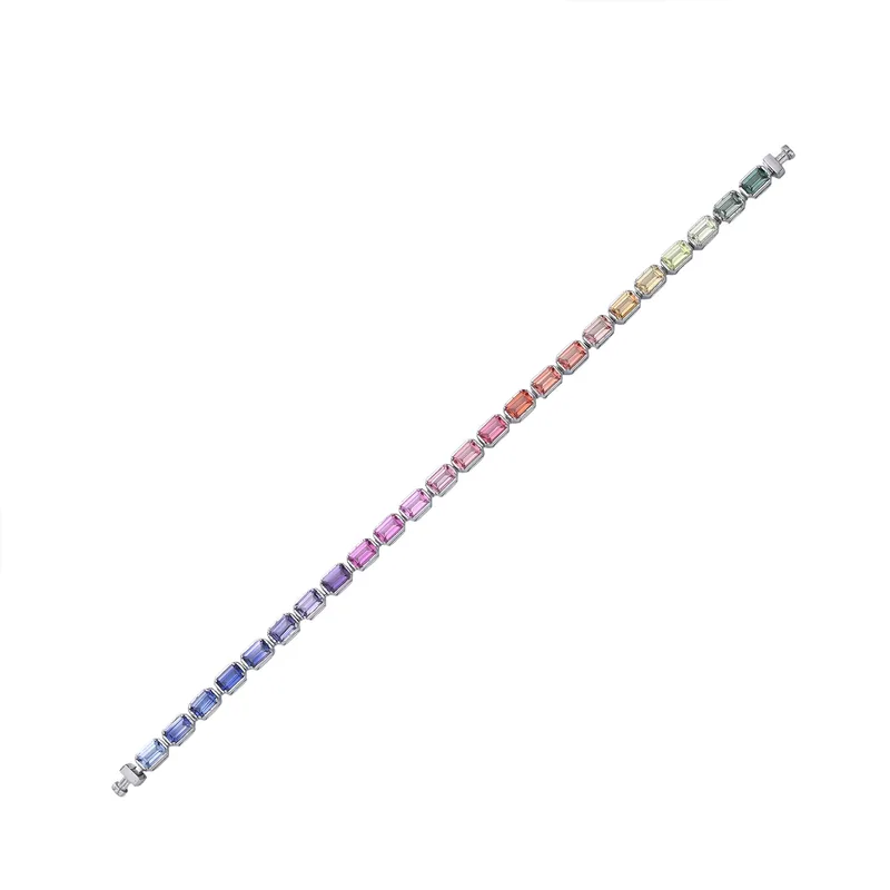 Regalia Platinum PT950 Octagon Rainbow Sapphire Eternity Bracelet