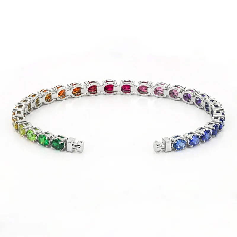 Regalia Platinum PT950 Oval Rainbow Sapphire Eternity Bracelet