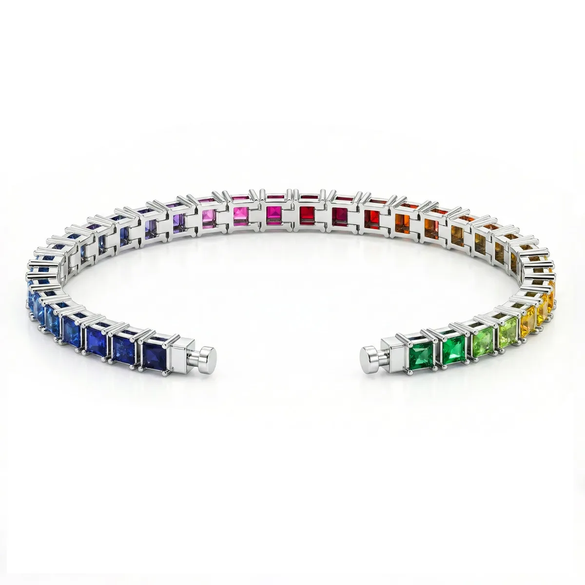 Regalia Platinum PT950 Princess Rainbow Sapphire Eternity Bracelet – Viktor Alexander