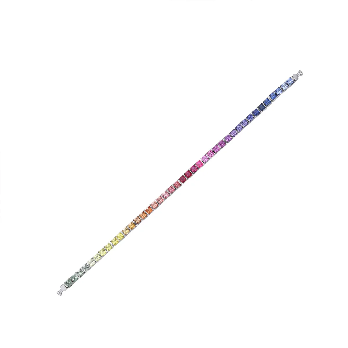 Regalia Platinum PT950 Princess Rainbow Sapphire Eternity Bracelet, view 2 – Viktor Alexander