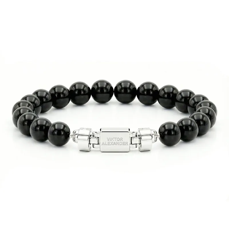 Regalia S 925 Silver with 3 Sizes of Black Tourmaline Oroboro Bracelet