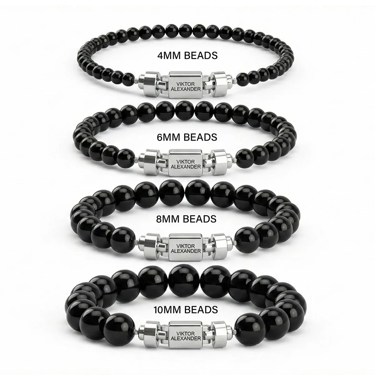 Regalia S 925 Silver with 3 Sizes of Black Tourmaline Oroboro Bracelet, view 5 – Viktor Alexander