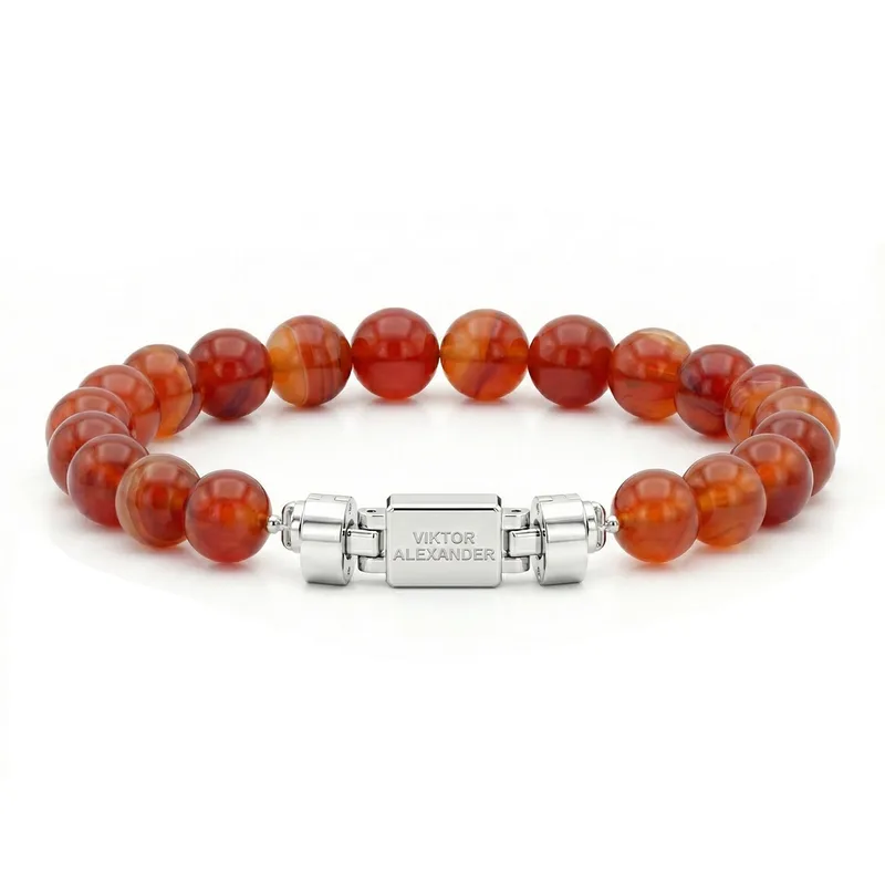 Regalia S 925 Silver with 3 Sizes of Carnelian Oroboro Bracelet
