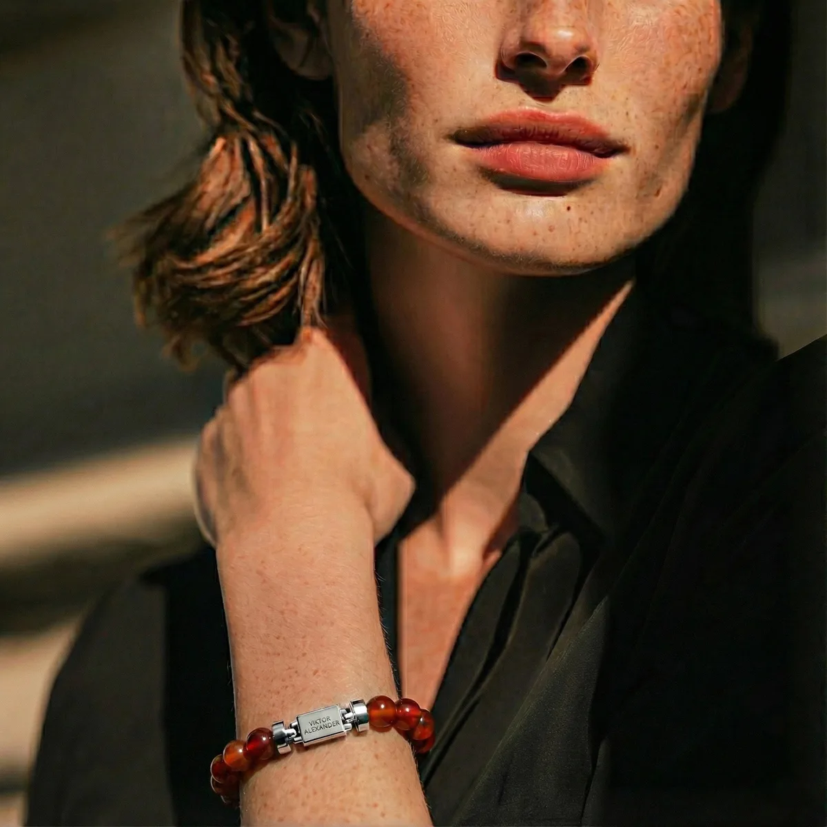Regalia S 925 Silver with 3 Sizes of Carnelian Oroboro Bracelet, view 4 – Viktor Alexander
