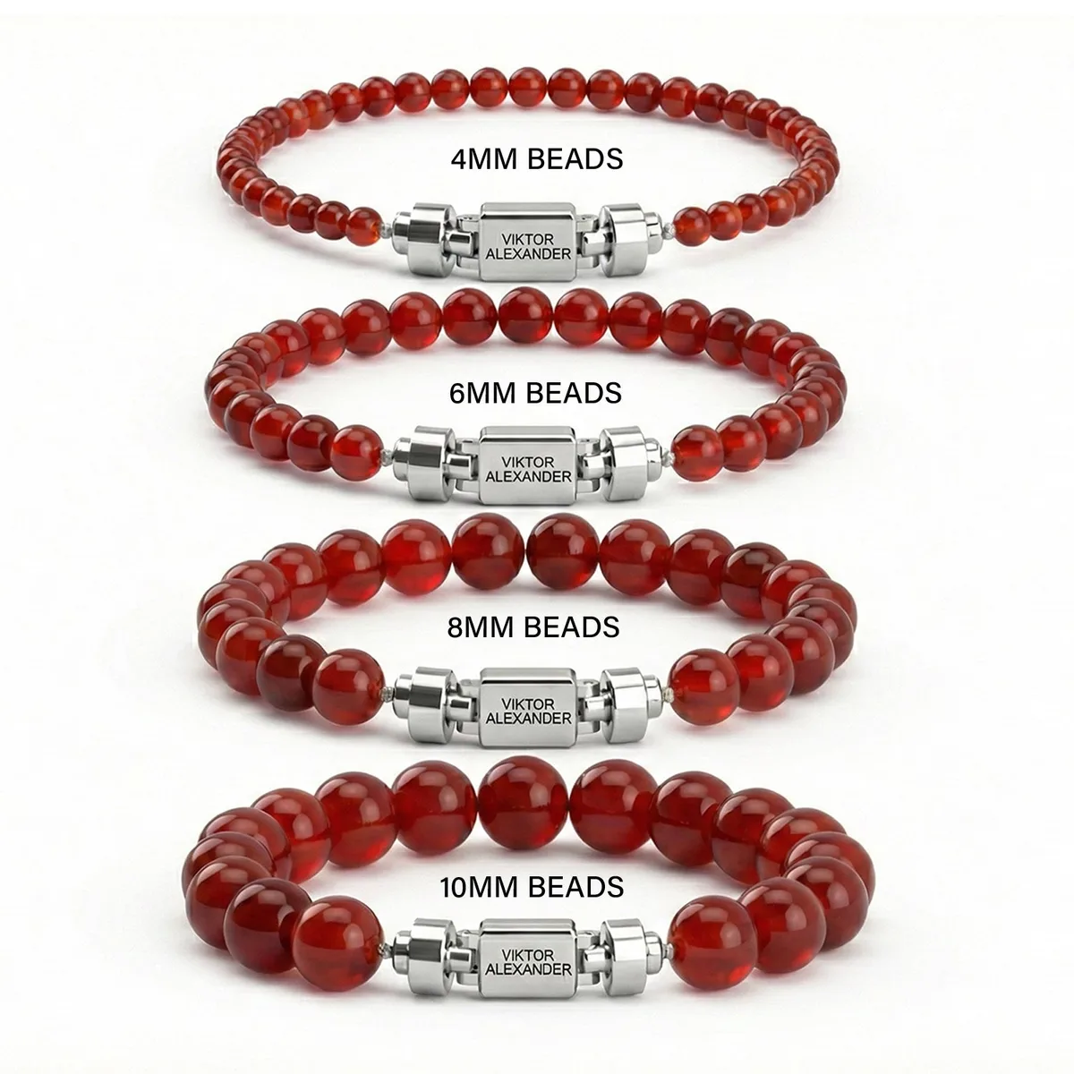 Regalia S 925 Silver with 3 Sizes of Carnelian Oroboro Bracelet, view 6 – Viktor Alexander