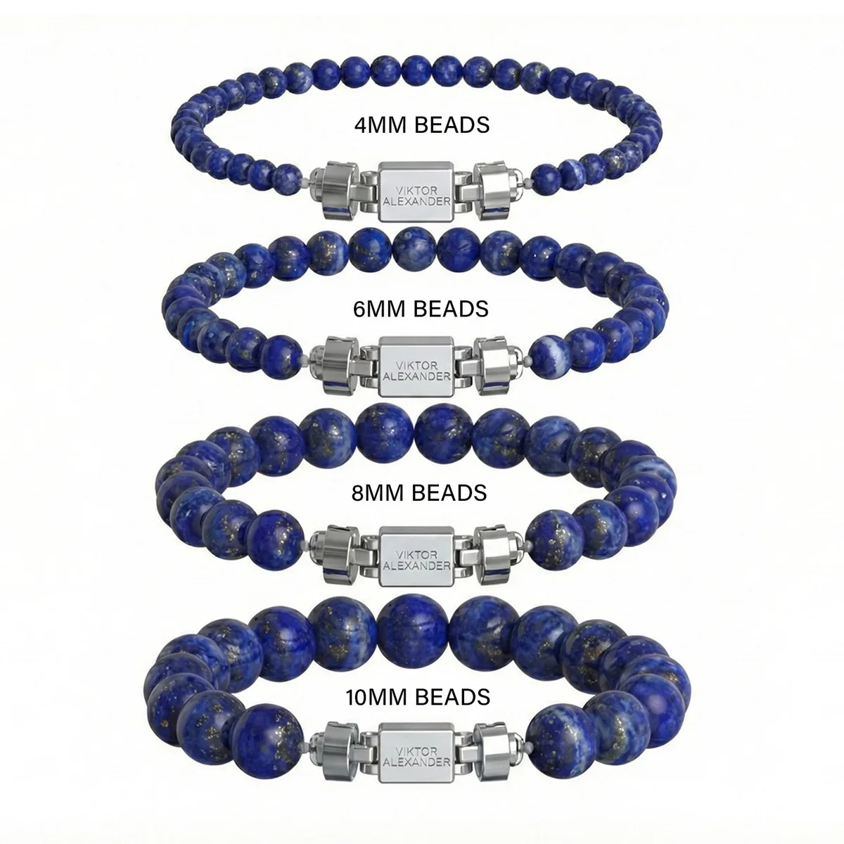 Regalia S 925 Silver with 3 Sizes of Lapis Lazuli Oroboro Bracelet, view 3 – Viktor Alexander