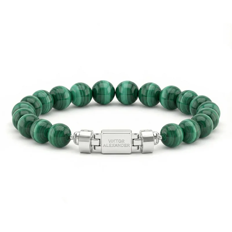 Regalia S 925 Silver with 3 Sizes of Malachite Oroboro Bracelet
