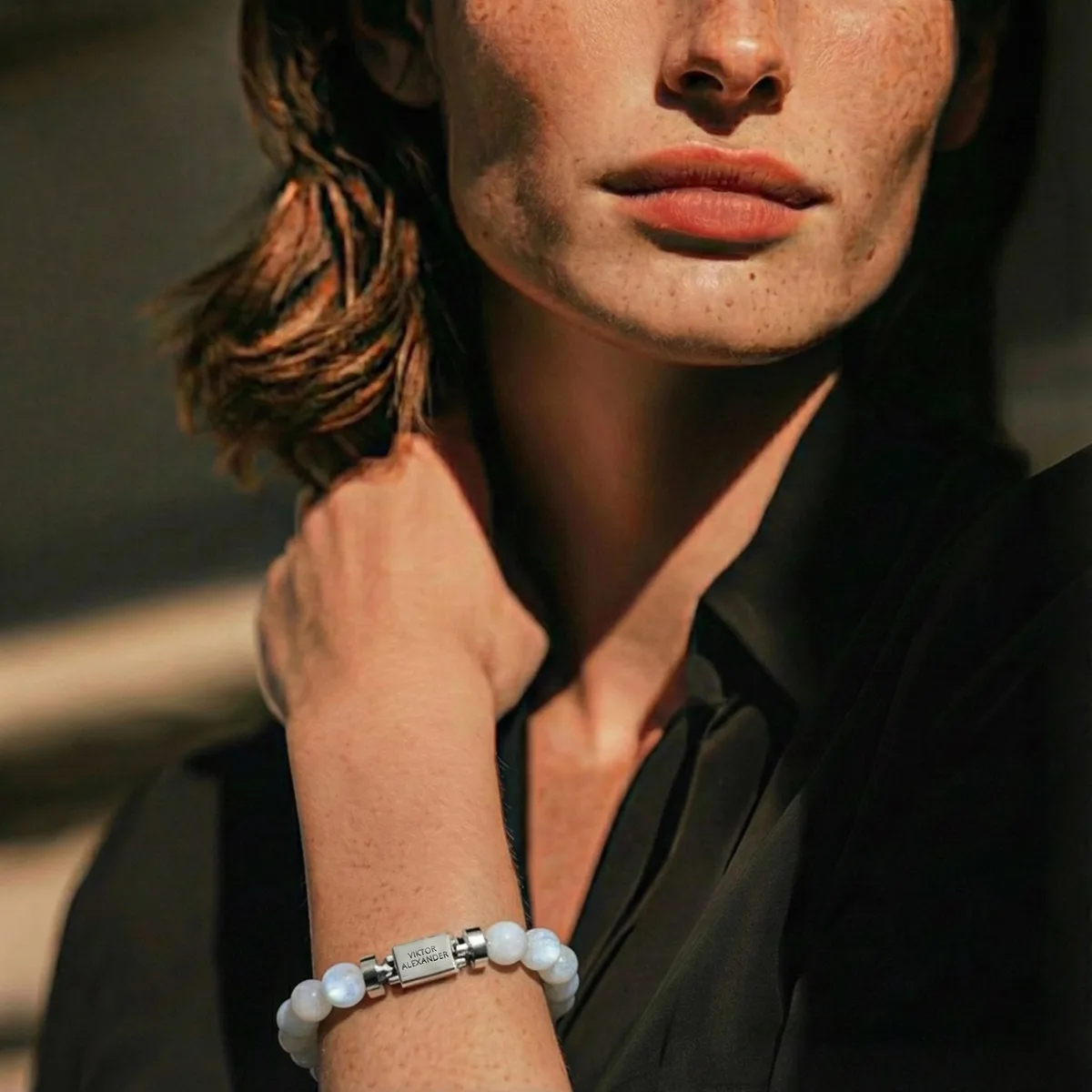 Regalia S 925 Silver with 3 Sizes of Moonstone Oroboro Bracelet, view 4 – Viktor Alexander