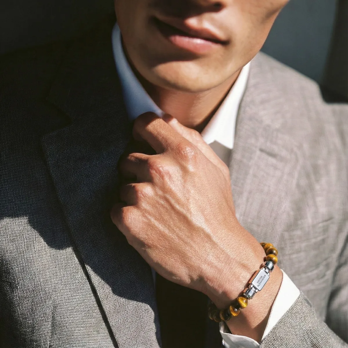 Regalia S 925 Silver with 3 Sizes of Tiger’s Eye Oroboro Bracelet, view 3 – Viktor Alexander