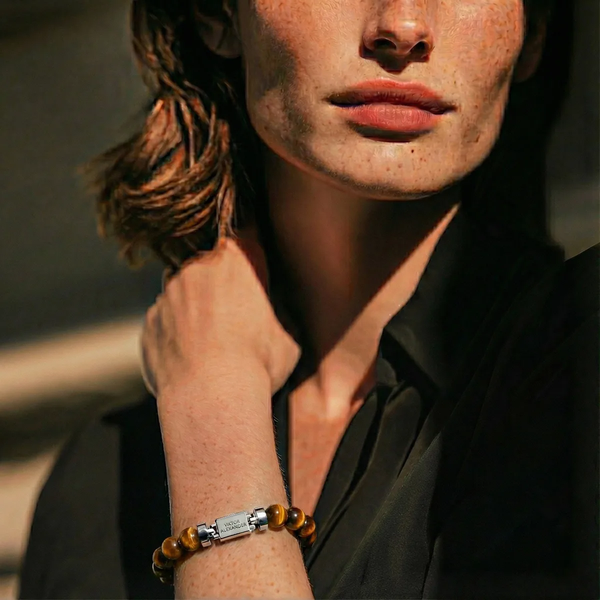 Regalia S 925 Silver with 3 Sizes of Tiger’s Eye Oroboro Bracelet, view 4 – Viktor Alexander