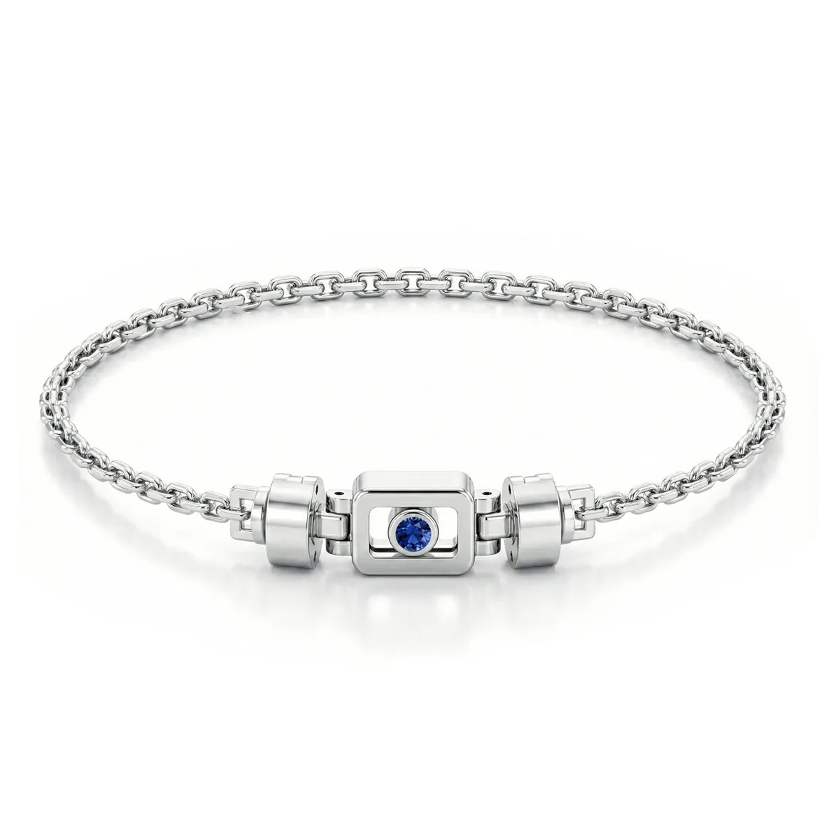 Blue Sapphire 925 Silver with Silver Link XOXO Bracelet – Viktor Alexander