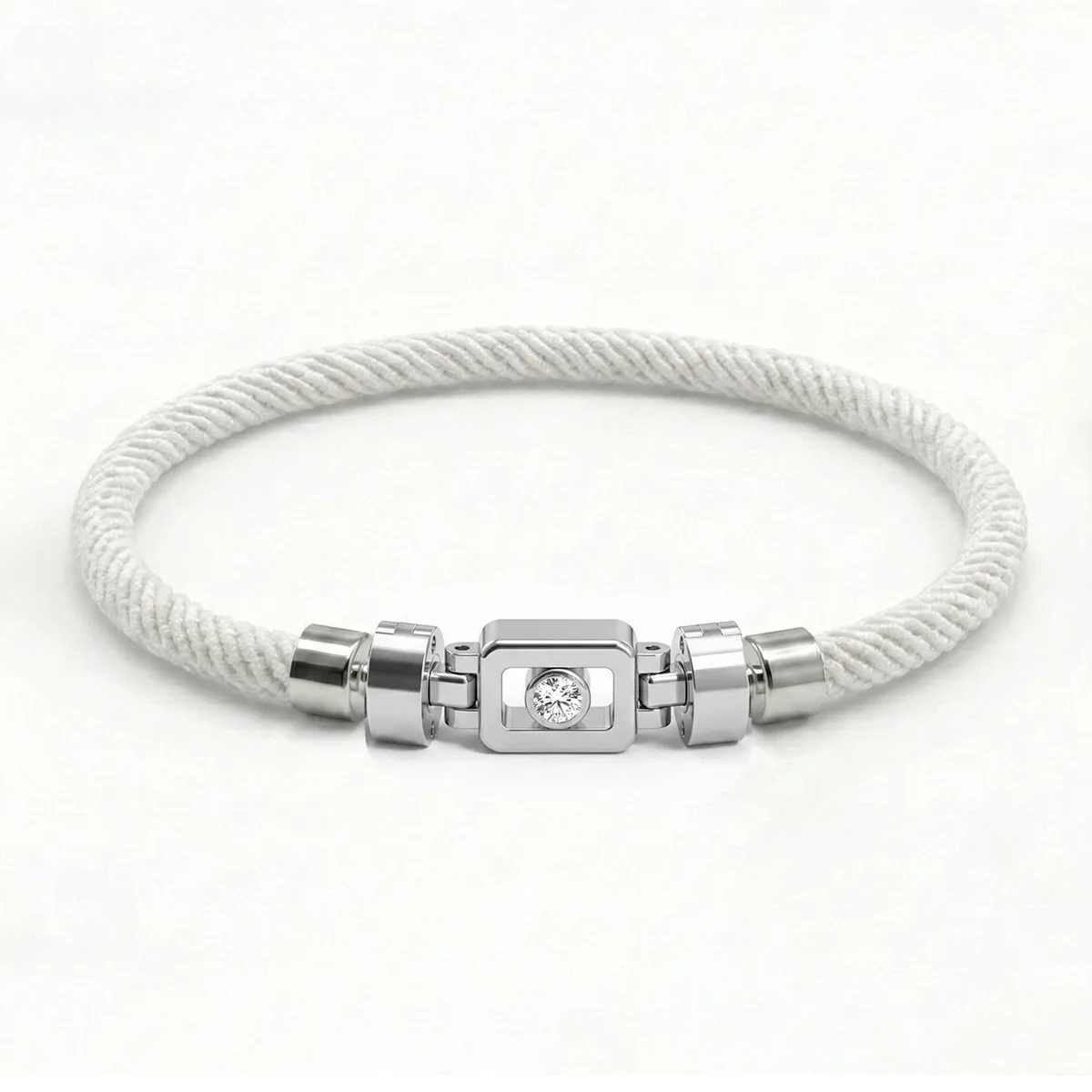 Diamond 925 Silver with Nylon XOXO Bracelet, view 14 – Viktor Alexander