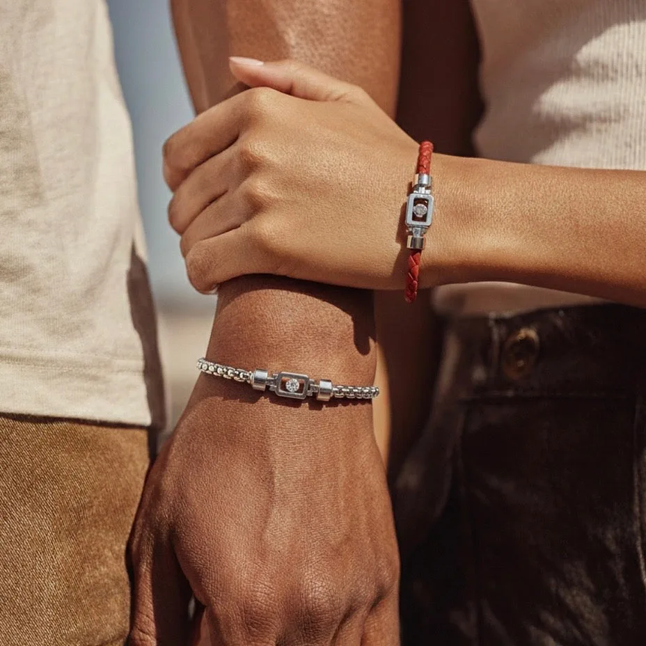 Diamond 925 Silver with Nylon XOXO Bracelet, view 3 – Viktor Alexander