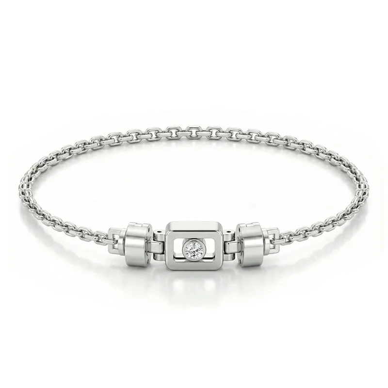 Diamond 925 Silver with Silver Link XOXO Bracelet