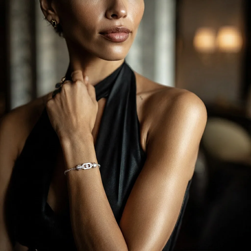 Diamond 925 Silver with Silver Link XOXO Bracelet, view 5 – Viktor Alexander