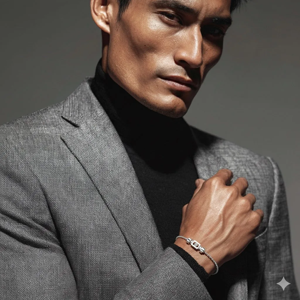 Diamond 925 Silver with Silver Link XOXO Bracelet, view 6 – Viktor Alexander