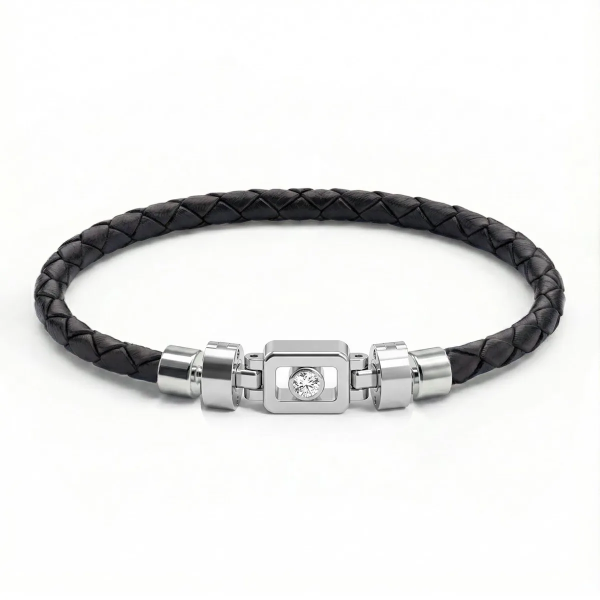 Diamond 925 Silver with Weaved Calf Leather XOXO Bracelet – Viktor Alexander