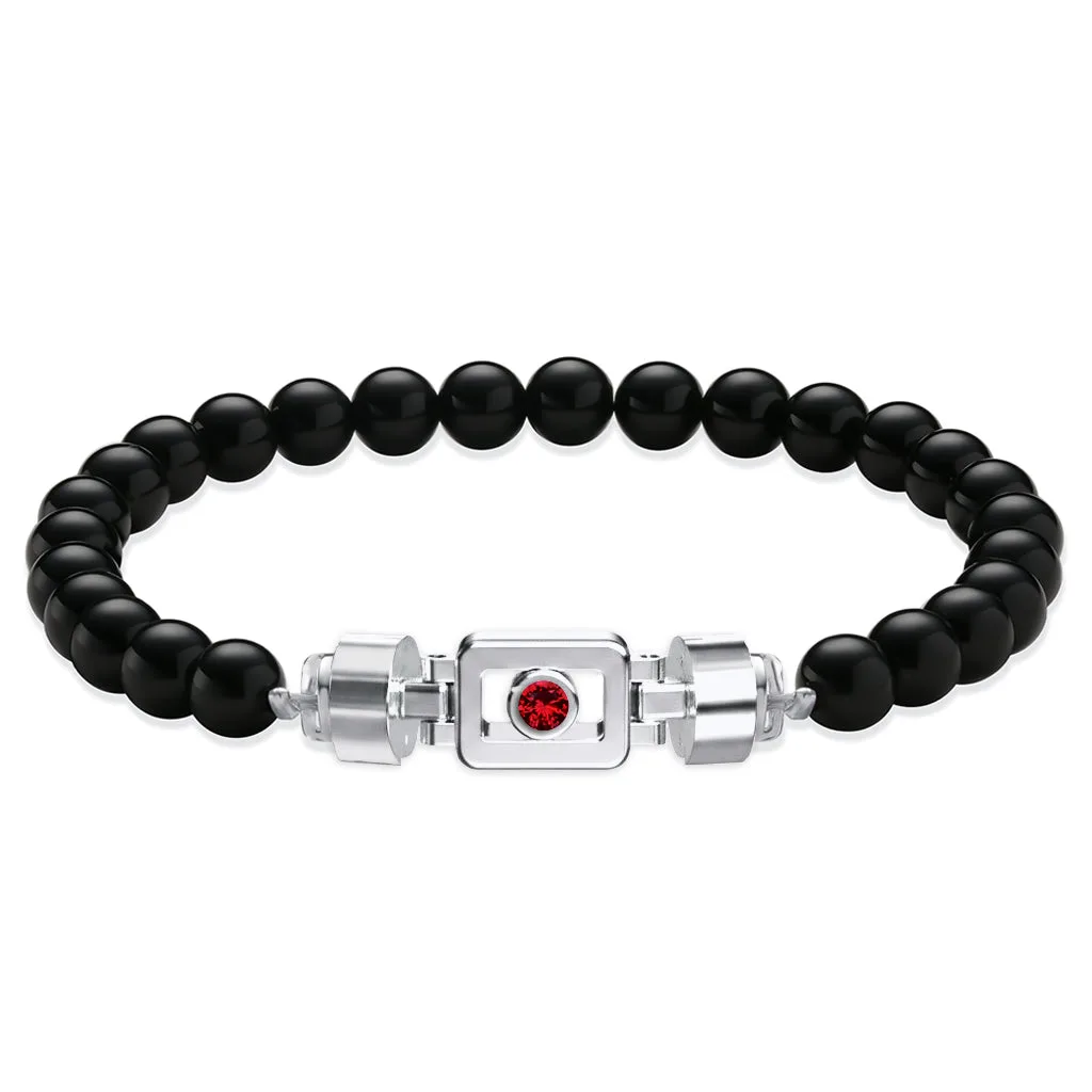 Ruby 925 Silver with Gemstone XOXO Bracelet, view 5 – Viktor Alexander