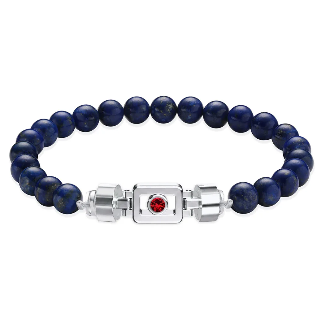Ruby 925 Silver with Gemstone XOXO Bracelet, view 7 – Viktor Alexander