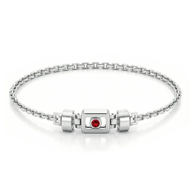 Ruby 925 Silver with Silver Link XOXO Bracelet