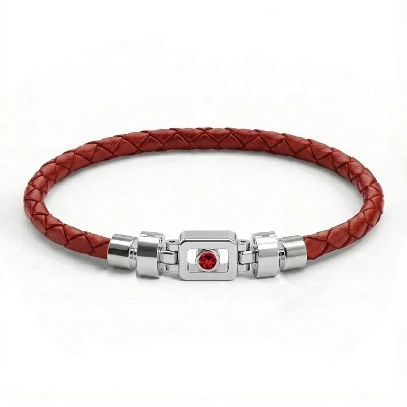Ruby 925 Silver with Weaved Calf Leather XOXO Bracelet