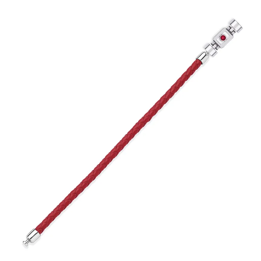 Ruby 925 Silver with Weaved Calf Leather XOXO Bracelet, view 2 – Viktor Alexander