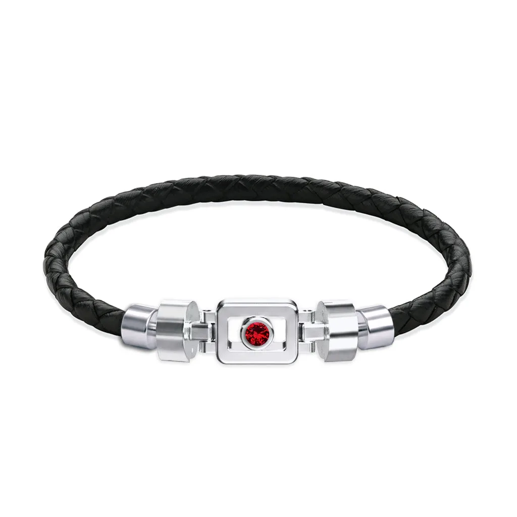 Ruby 925 Silver with Weaved Calf Leather XOXO Bracelet, view 4 – Viktor Alexander