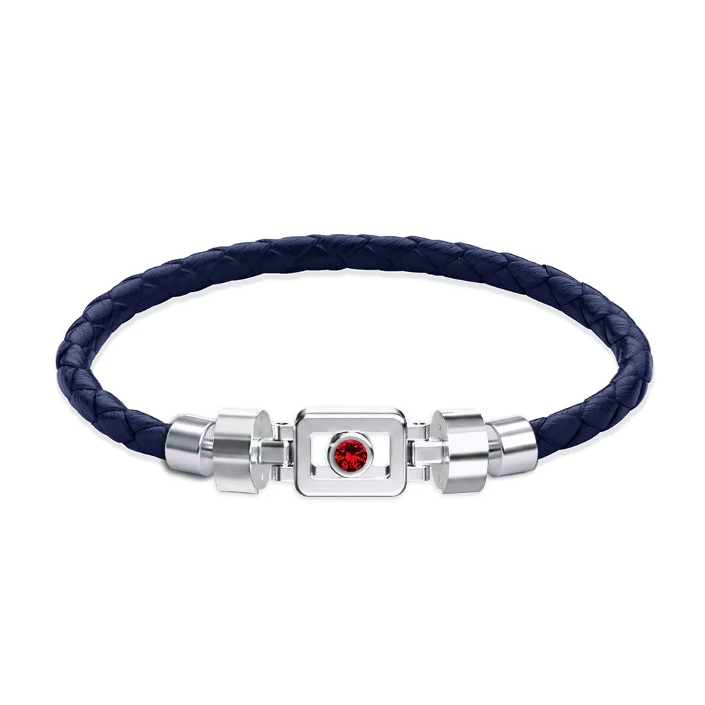 Ruby 925 Silver with Weaved Calf Leather XOXO Bracelet, view 5 – Viktor Alexander