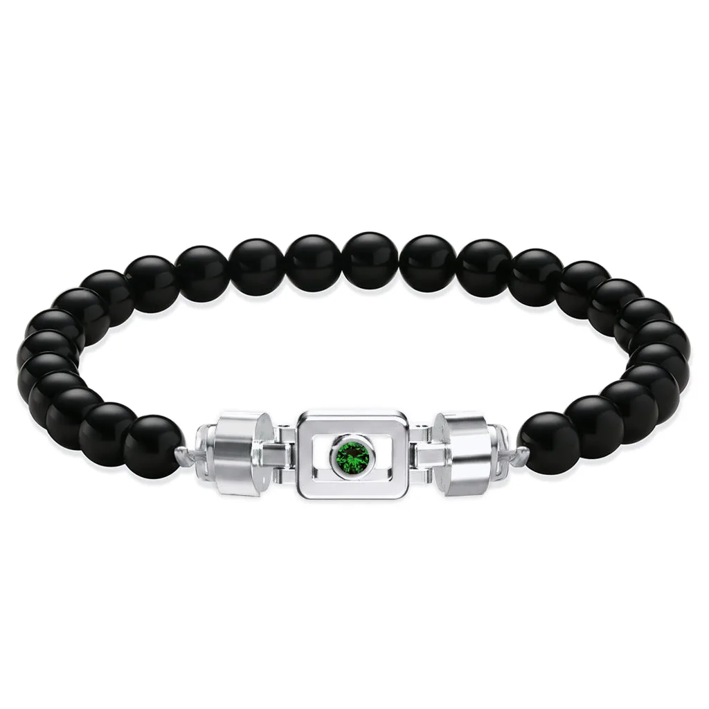 Tsavorite 925 Silver with Gemstone XOXO Bracelet, view 4 – Viktor Alexander