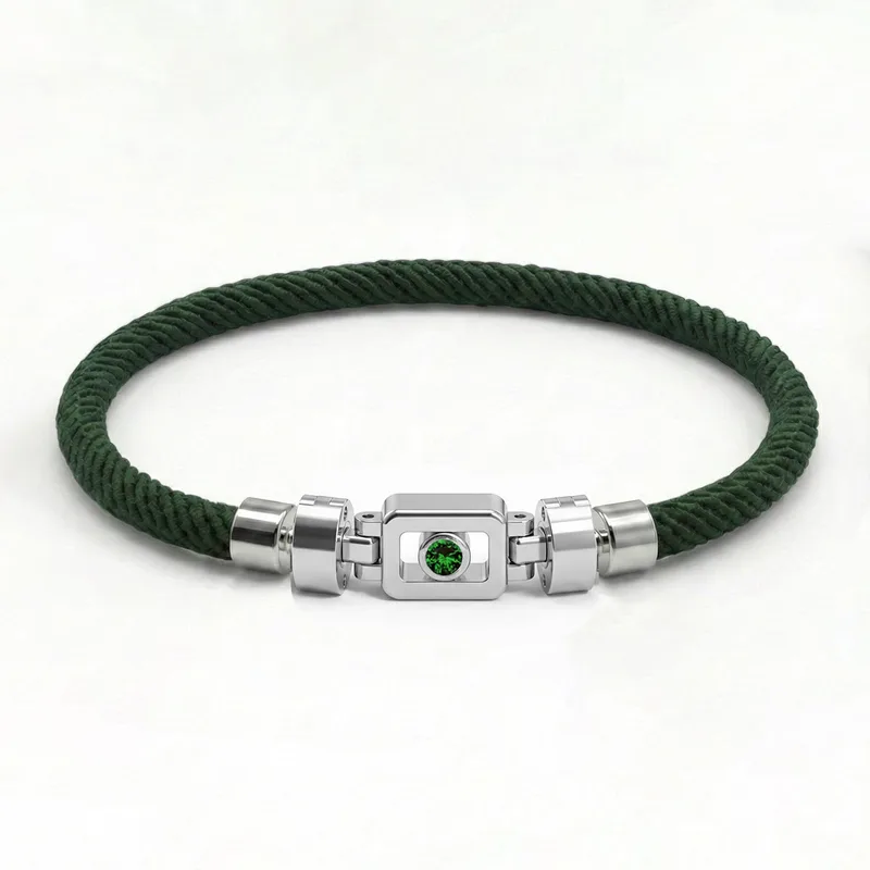 Tsavorite 925 Silver with Nylon XOXO Bracelet
