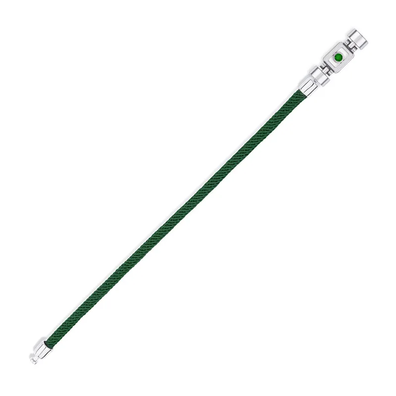 Tsavorite 925 Silver with Nylon XOXO Bracelet