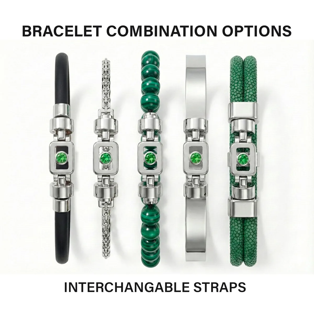 Tsavorite 925 Silver with Silver Link XOXO Bracelet, view 8 – Viktor Alexander