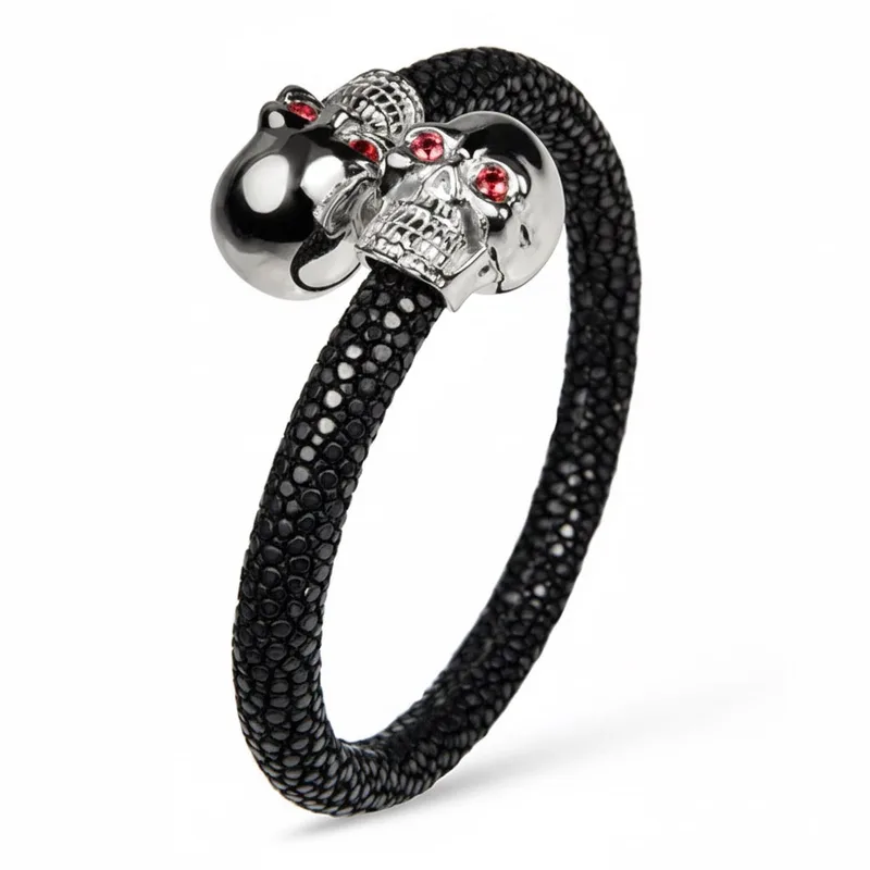 Skull 925 Ruby Stingray Bracelet White Gold