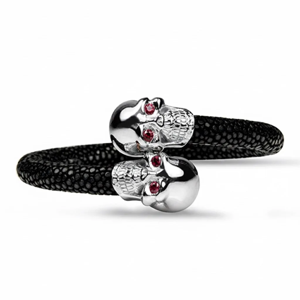 Skull 925 Ruby Stingray Bracelet, view 2 – Viktor Alexander