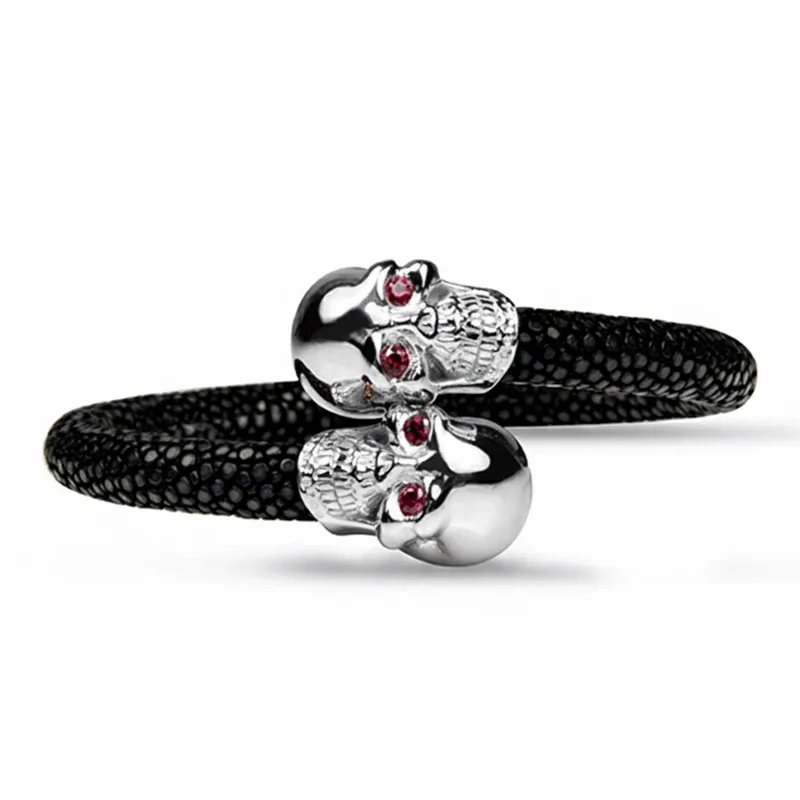 Skull 925 Ruby Stingray Bracelet