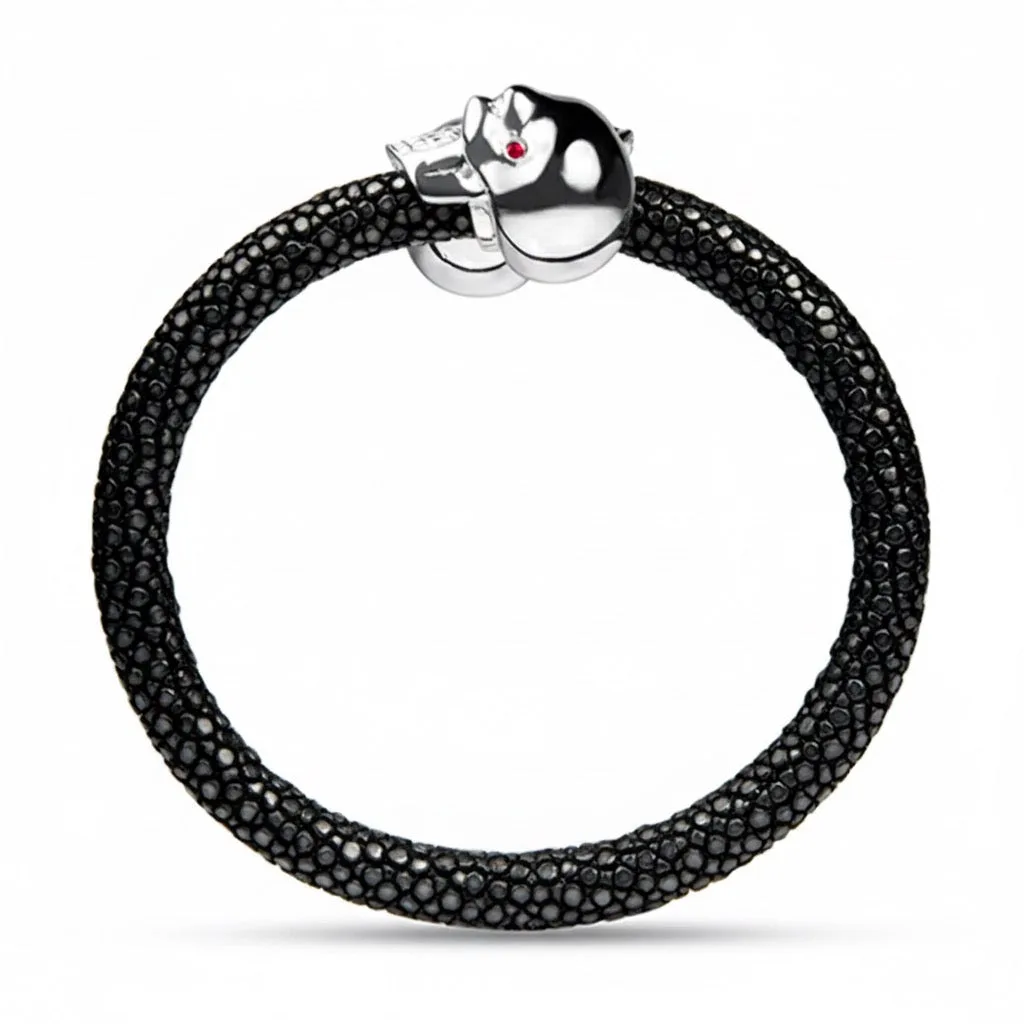 Skull 925 Ruby Stingray Bracelet, view 3 – Viktor Alexander