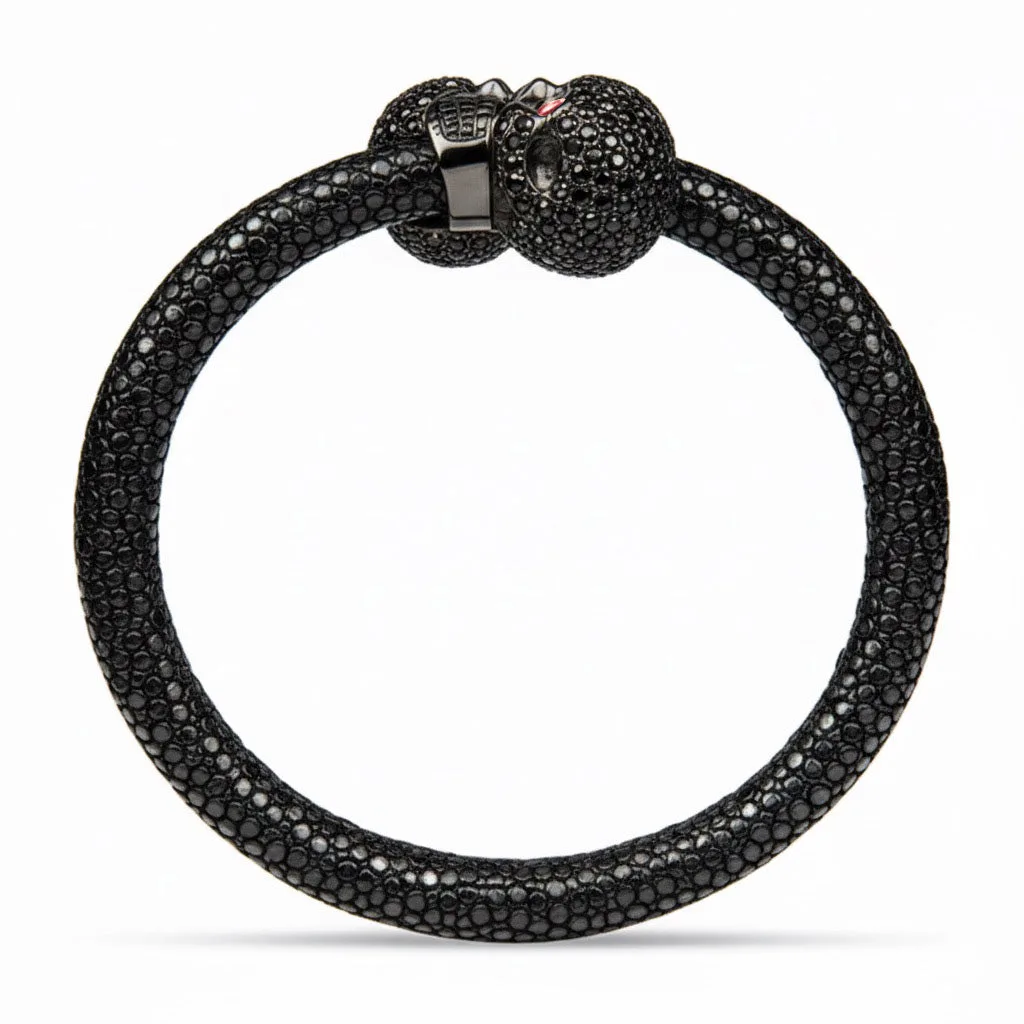 Skull Pave 925 White Sapphire & Ruby Stingray Bracelet, view 10 – Viktor Alexander