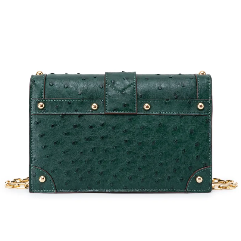 The Alexandria Bag - Ostrich in Green Emerald