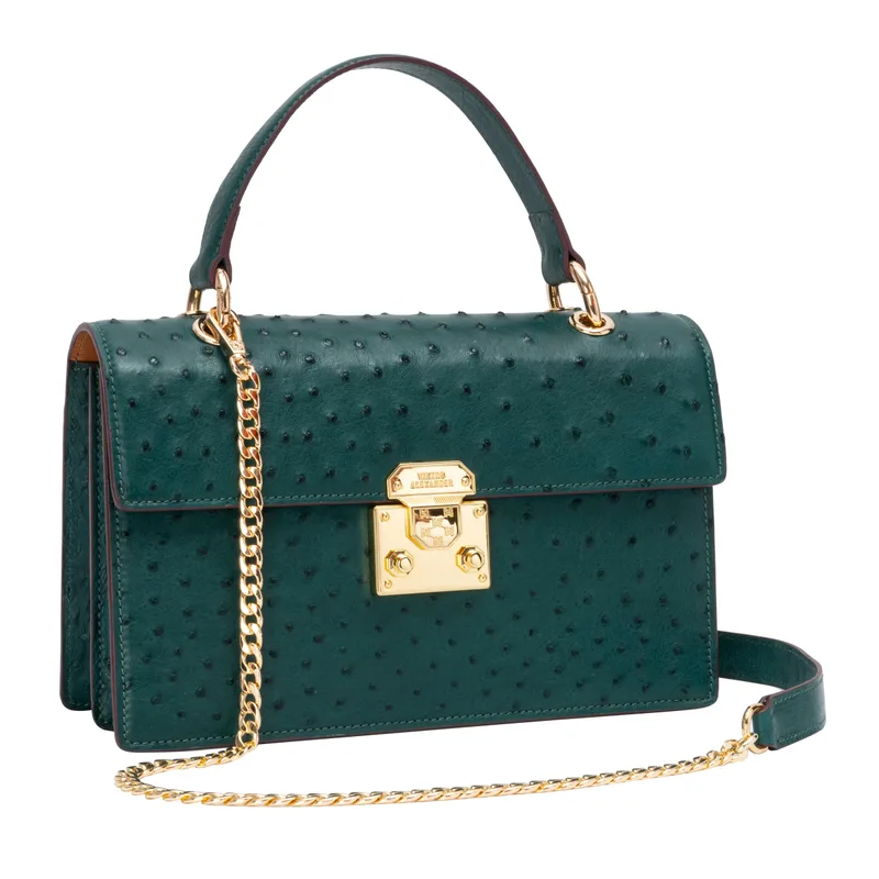 The Boston Bag - Ostrich in Green Emerald