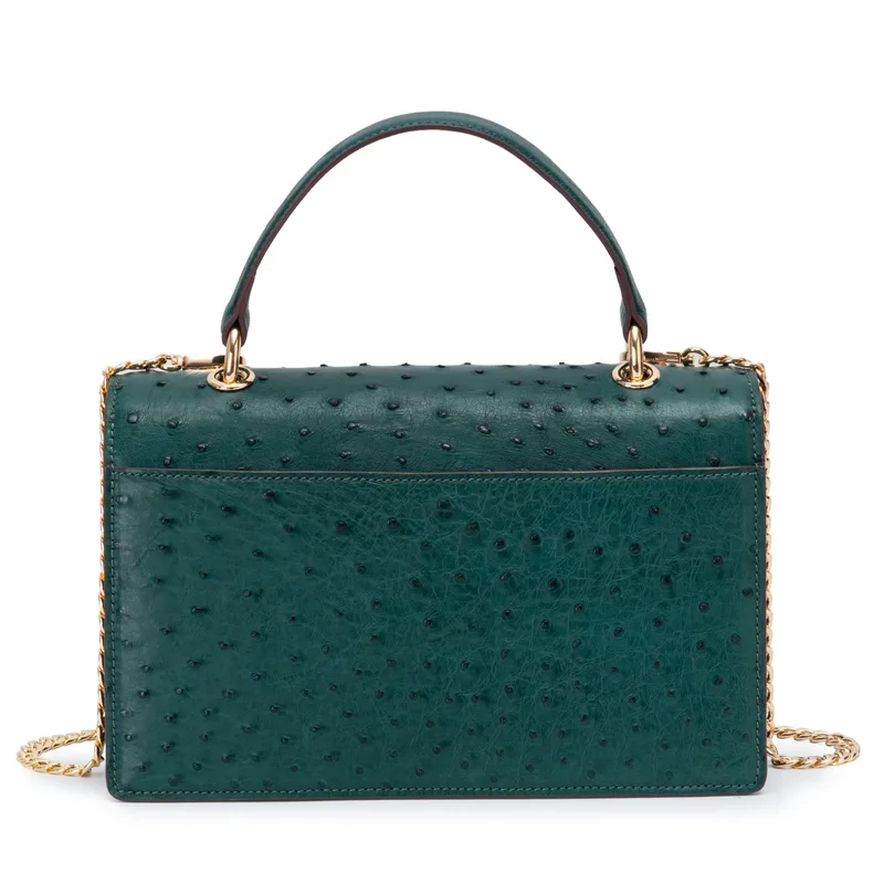 The Boston Bag - Ostrich in Green Emerald