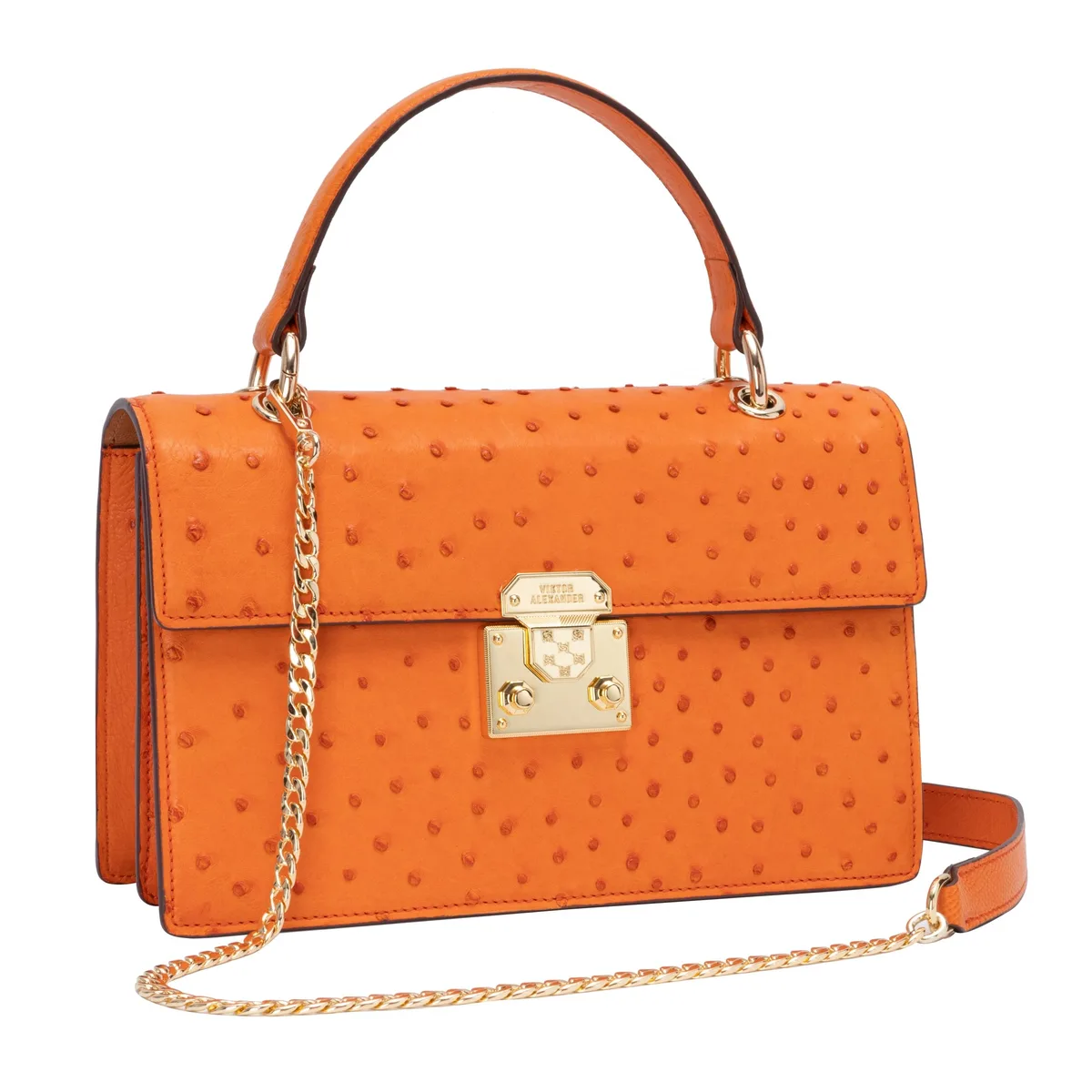 The Boston Bag - Ostrich in Orange Sanguine – Viktor Alexander