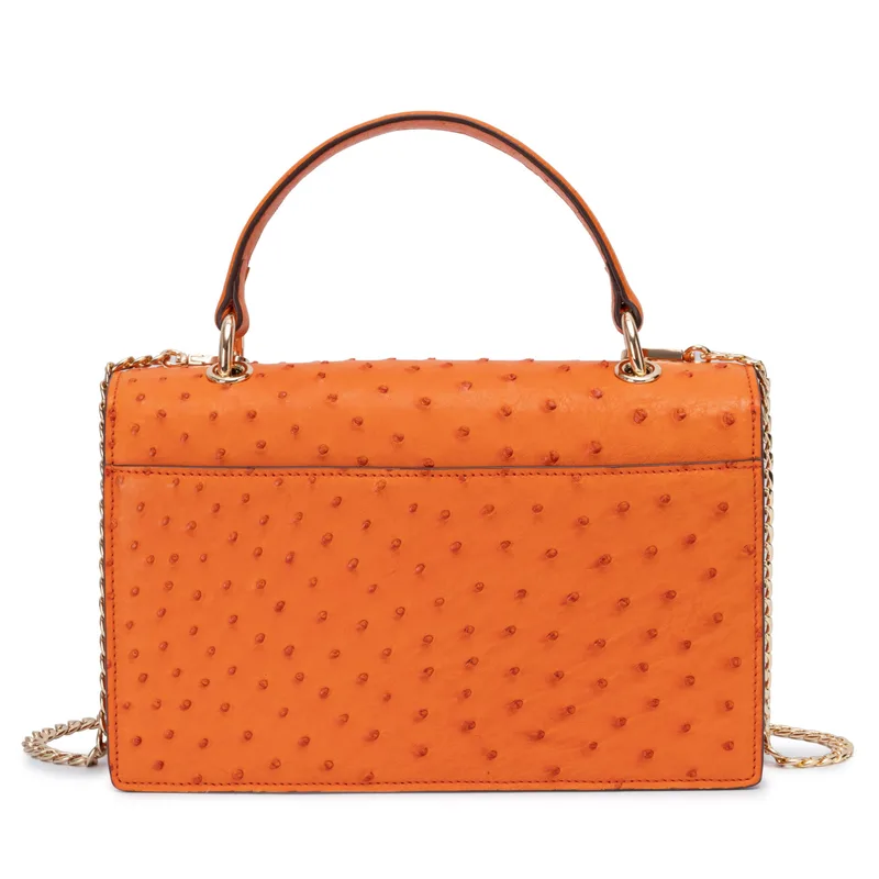The Boston Bag - Ostrich in Orange Sanguine
