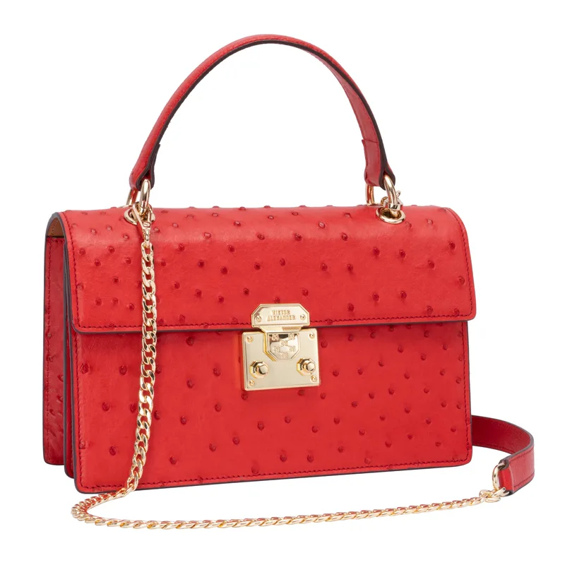 The Boston Bag - Ostrich in Red Lava