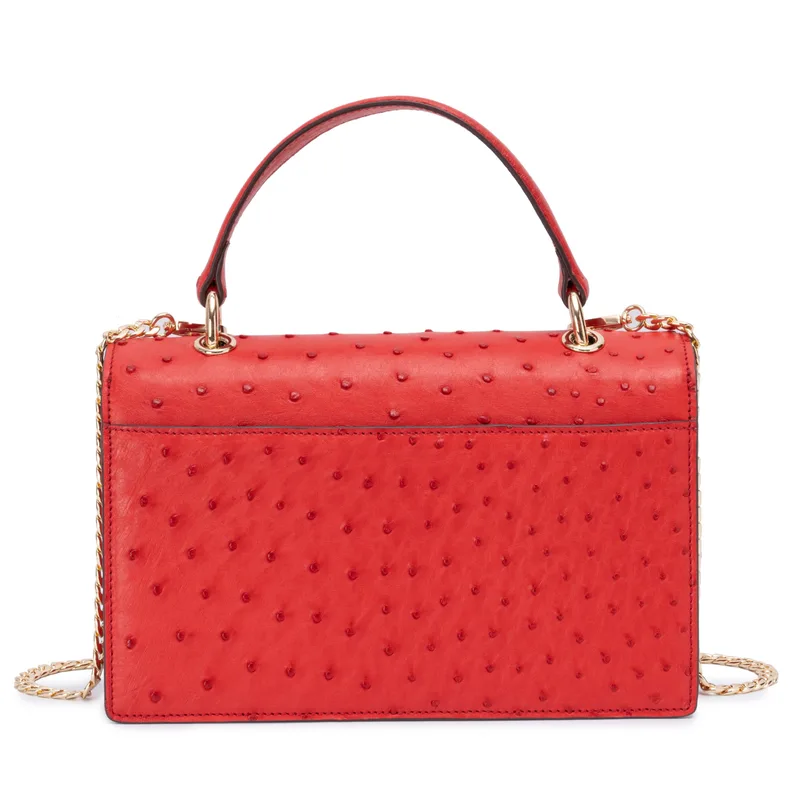 The Boston Bag - Ostrich in Red Lava