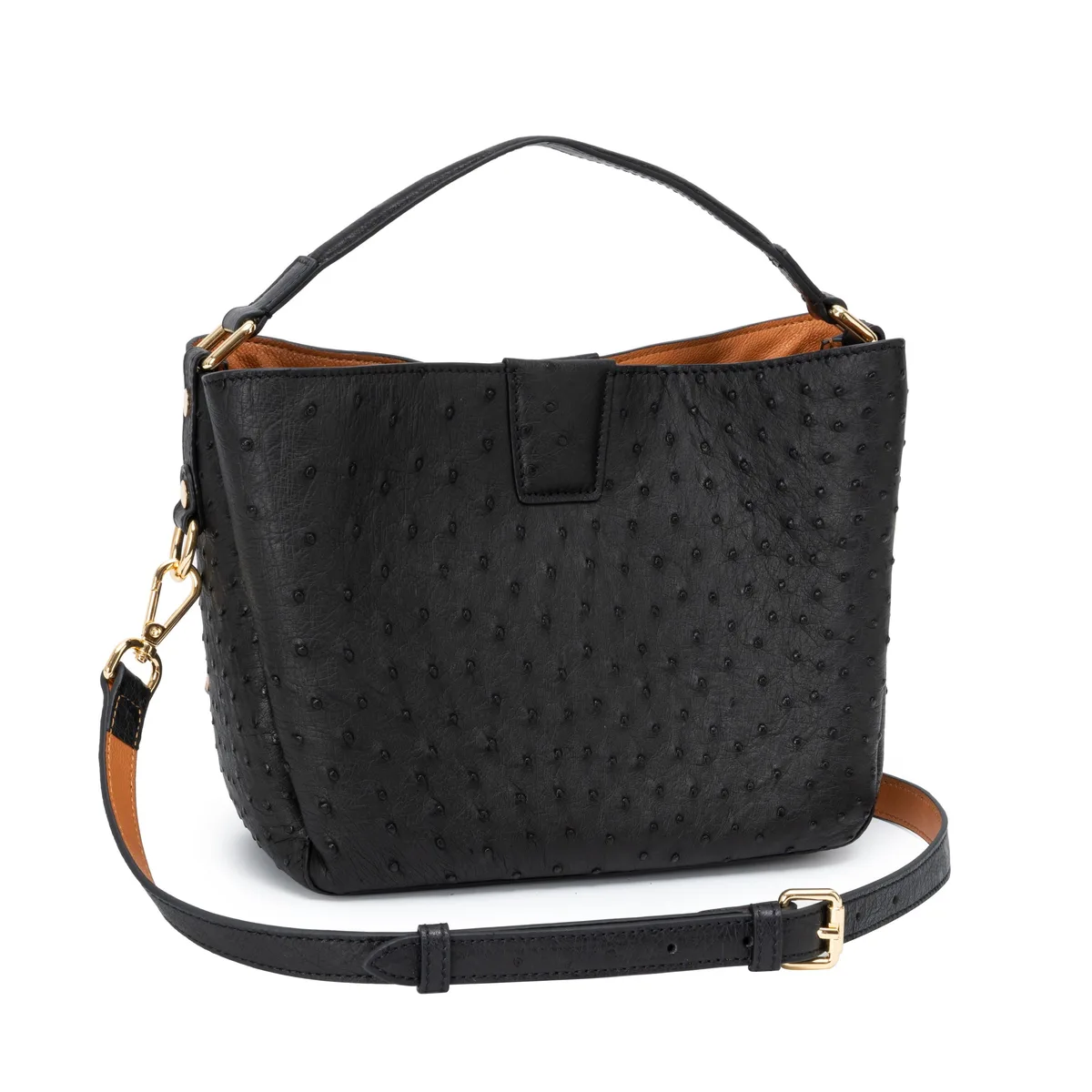 The Goldy Bag - Ostrich in Black Noir – Viktor Alexander